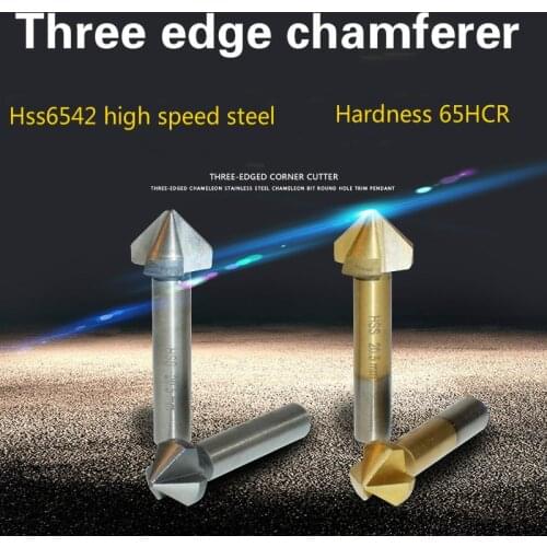 6PCS Titanium Coated 90 Degree Chamfer Countersink Drill Bit 3 Flutes Full Grinding Chamfering HSS 6.3-20.5mm Chamfer Drill Bit