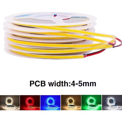 Width 4mm COB LED Strip Lights DC 12V 24V 480LEDs Blue/Pink/Red 3000K 4000K 6000K Flexible Ribbon Tape COB Lamp