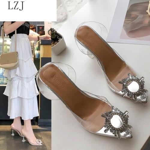 Hot 2020 Luxury Women Pumps Transparent High Heels Sexy Pointed Toe Slip-on Wedding Party Brand Fashion Shoes For Lady Pvc