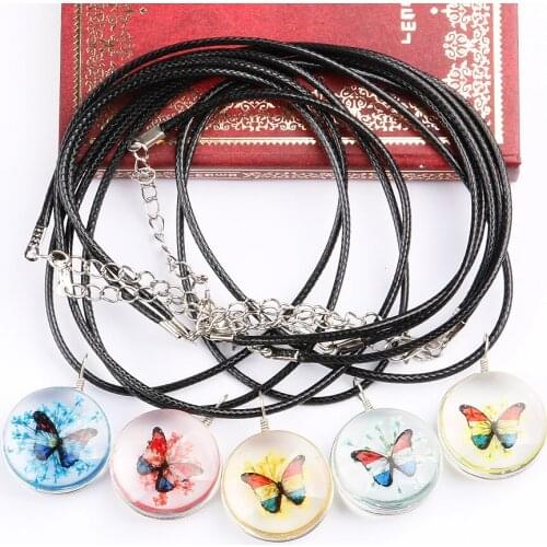 Creativity Round Snowflake Dried Flower Butterfly Transparent Plexiglas Charms Women Jewelry Choker for Pendant Chain Necklaces