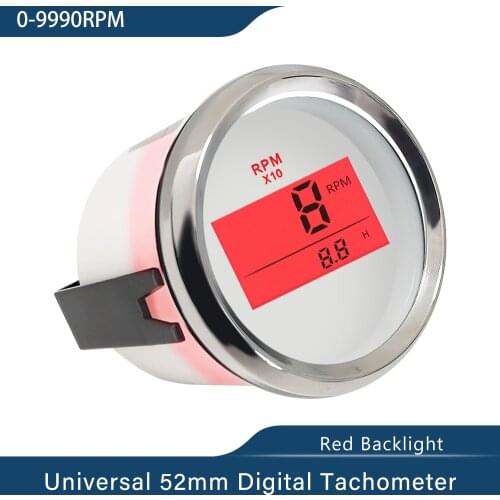 Universal Digital Tachometer 0-9990RPM Tacho Gauge Car Truck Boat With Hourmeter Waterproof 12V 24V Red Backlight