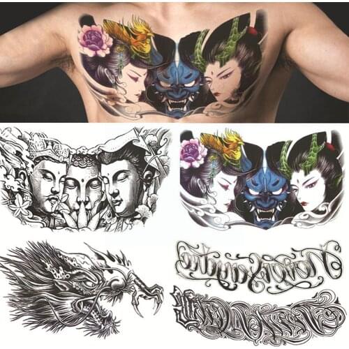 Temporary Tattoos For Men Shoulder Tattoos Large Chest Make Tattoo Up Arm Tatoo Body Boys Sticker Sexy Fake Pattern Waterpr C7M6