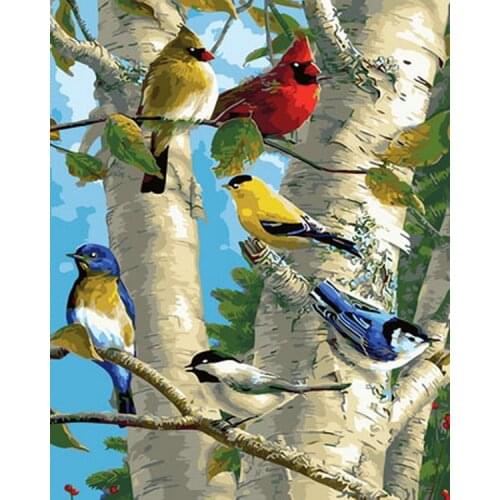 Frameless painting by numbers animals wall decor diy picture oil painting on canvas for home decor 4050cm bird in winter