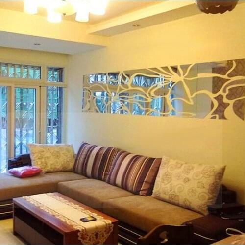 HOT Free shipping mirror sticker cut out flower shapes assemble , wall mirror sticker,80x36cm