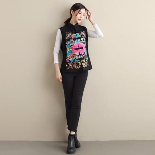 Winter autumn jacket for woman 2019 Chinese style sleeveless female ladies elegant clothing kimono jacket women 2019 AA4359