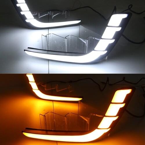 1 Pair Yellow Turning Signal Style Relay Waterproof ABS Case Car DRL LED Daytime Running Light For Suzuki Swift 2014 2015 2016