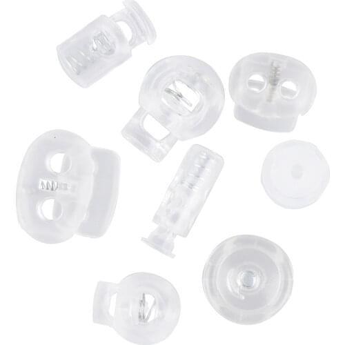 10pcs Cord Lock Plastic Stopper Cord Ends Toggles Clip Buckle Transparent Clear Frost Shoelace Sportswear DIY Bag Accessories