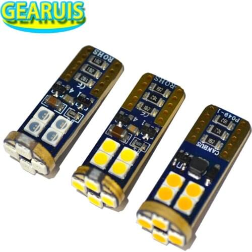 2pcs T10 W5W Canbus 12 SMD 3030 LED 3W no Error Clearance Lamp Indicator Lights led White Yellow For Audi A4 A3 BMW 3 Series
