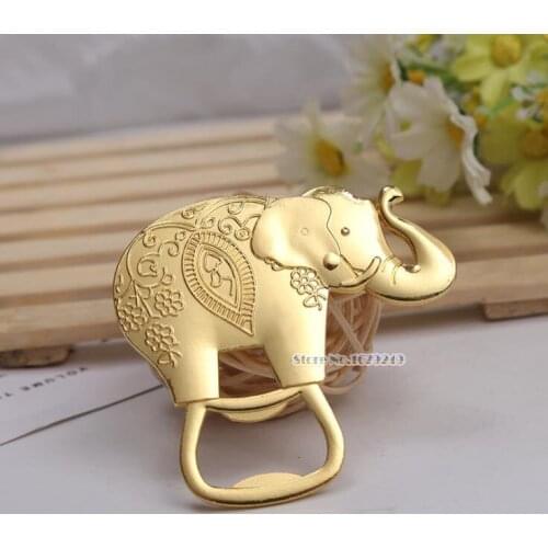 200pcs/Lot Golden Elephant Bottle Opener Wine Beer Openers Champagne Wedding Gifts Party Favor Elephant Opener