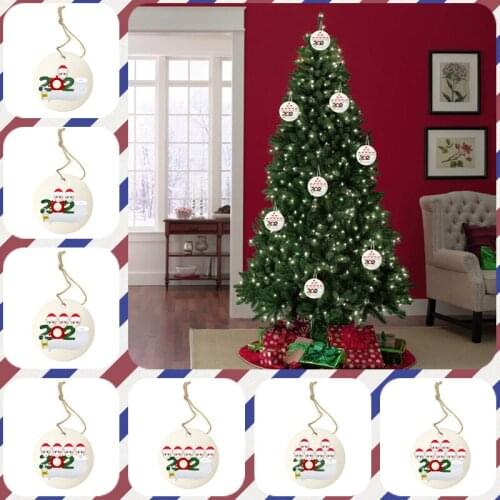 2020 Christmas Pendant Ornaments Wooden Santa Dolls Wood Handmade Xmas Tree Decoration Merry Christmas Decorations For Home 2021