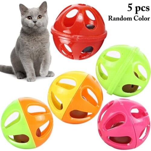 5PCS Cat Toys Interactive Hollow Ball Kitten Toys Lightweight Cat Play Ball Kitten Bell Ball Juguetes Para Gatos Cat Supplies