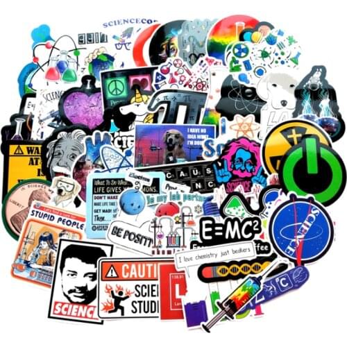 TD ZW 51 Pcs/lot Science Lab Chemistry Physics Scientists Funny Stickers For Laptop Notebook Luggage Decor