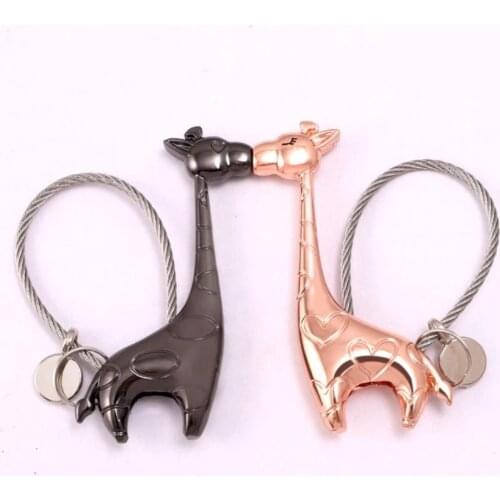 3D giraffe keychain for women cute wire rope key chain key holder high quality couple keychain portachiavi llaveros bag charm