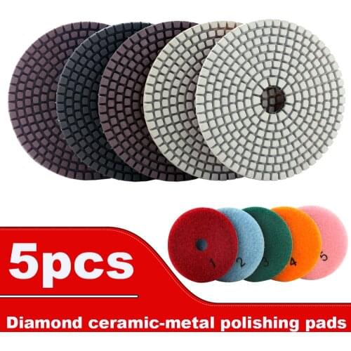 D100mm DC-C5PP02 high quality 5 step dry and wet use 4 inch diamond polishing pads for stone/concrete disc