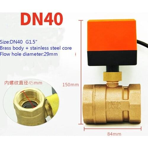 DN40(G1.5") electric actuator valve AC220V Electric Ball Valve Brass Motorized Ball Valve Switch type electric two-way valves