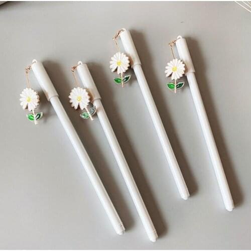 36 pcs/lot Kawaii Daisy Pendant Gel Pen Cute 0.5 mm Black ink signature Pens Promotional Gift Stationery School Supplies