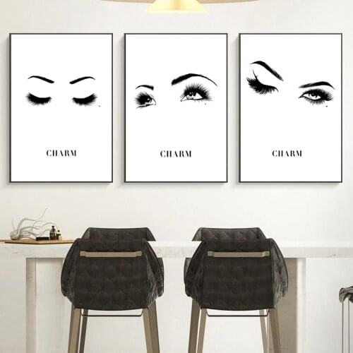 Eyebrow Canvas Paintings Lips Eyelashes Fashion Make Up Posters and Prints Wall Picture for Living Room Wall Decoration Cuadros