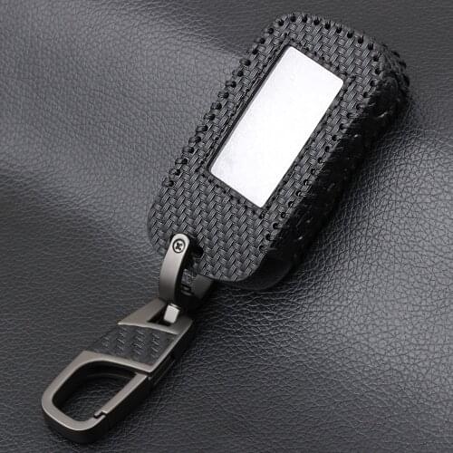Carbon Fiber Car-styling New A93 Leather Case For Starline A93 A63 Car alarm Remote Controller LCD Keychain Cover
