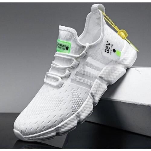 Running Shoes Mens Lightweight Casual Mesh Breathable Fluorescent Green Comfortable Jogging Summer Large Size White Sneakers