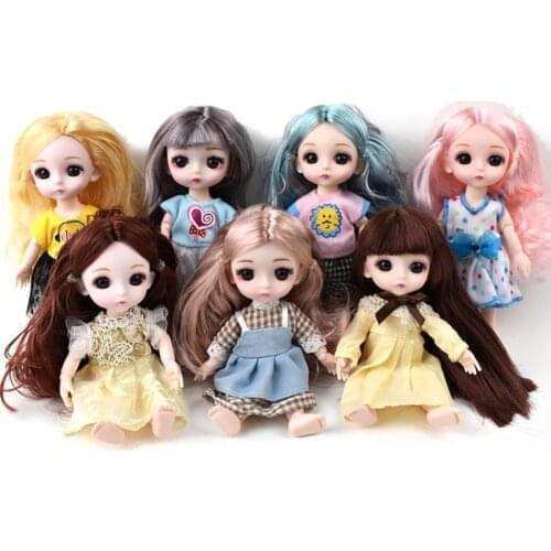 16cm Big Eyes Doll Articulated Removable Diy Dressing Doll Head Body Fashion Girl Hair Toy Christmas Birthday Gift Girl Toy