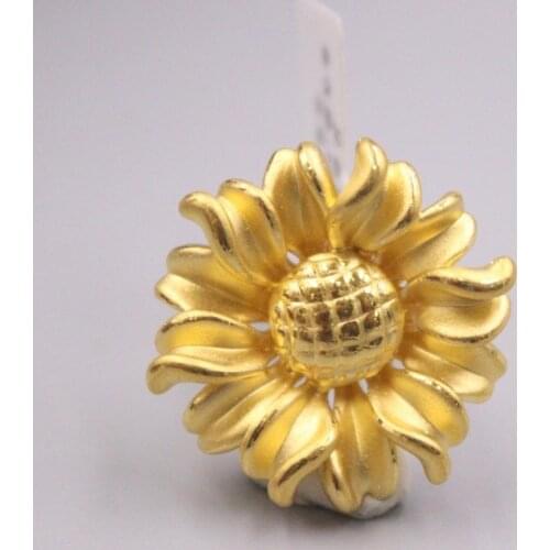 Soild 24k Yellow Gold Pendant 25x25mm Exquisite sunflower Ornamental About 6g