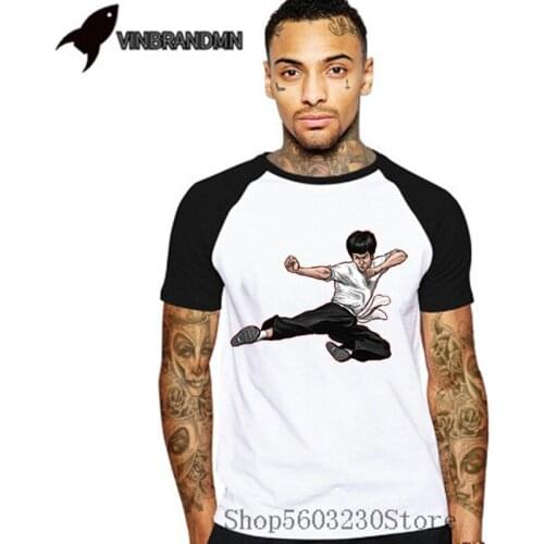 Kung fu superstar Lee Cotton T Shirts Summer Bruce The Dragon Design T Shirts Popular Customized Printed Tops Fashion Funny Tees