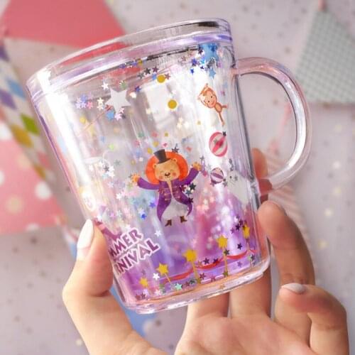 Summer Circus Plastic Cup Creative Cup Kids Cup Female Tea Bottle Glass Bottle Water Bottle Cute Water Bottle Crystal Water