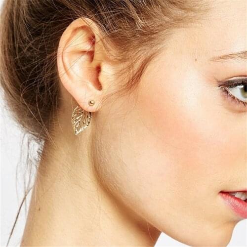 Fashion Leaf earring gold sliver color for women plant drop earring high quality metal cute girl gift jewelry wholesale