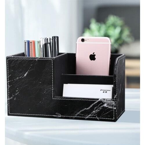 Marbling PU Leather Storage Box Container Case Remote Controls Holder Home Decoration Office Supplies Desktop Accessories
