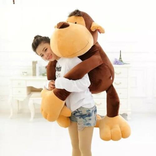 Fillings toy very large 130cm brown monkey plush toy, long arms monkey doll, hugging pillow birthday gift w5239