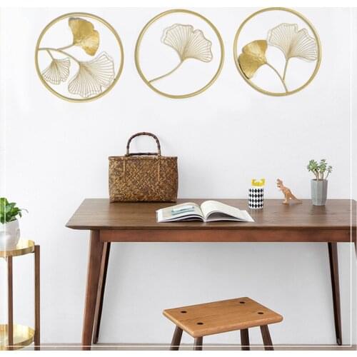 Hollow Ginkgo Biloba Birds Wall Decoration 3D Stereo Wrought Iron Wall Hanging Home Sofa Background Wall Sticker Mural R2069