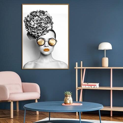 Sexy Girl With Glasses Wall Posters For Living Room Modern High Definition Canvas Painting And Print Home Decoration Unstretched