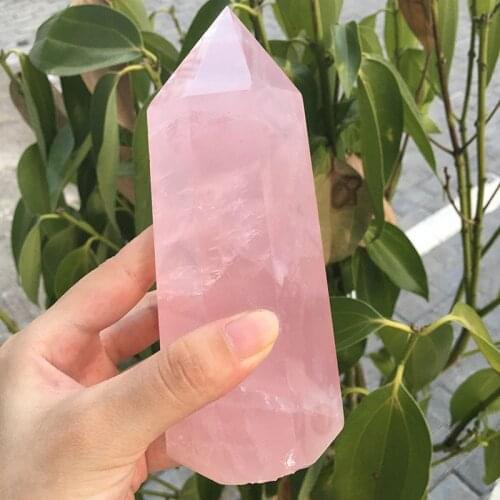 Natural High Quality Large Size Rose Quartz Crystal Tower Chakra Healing Gemstone Obelisk Home Decor 1pc
