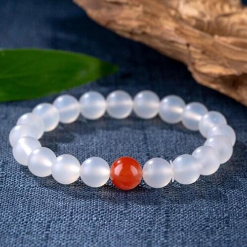 Jade Medullary Jewelry,natural Chalcedony Round Trendy Bracelet for Women Men Party Gifts