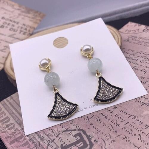 New Korean Fashion Synthesis Pearl Alloy Bead Earrings for Women Vintage Geometric Acrylic Dangle Hanging Girl Hot Jewelry