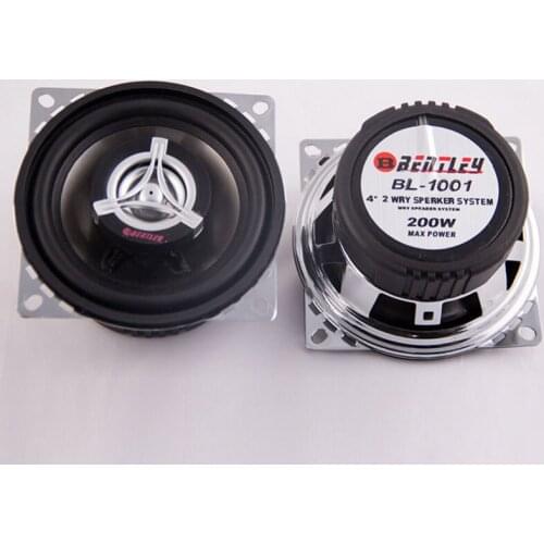 Chrome Coated Frame High Power Speakers Pair 4inch 200W 2 Way Car Audio Coaxial Auto Loudspeakers Free Shipping