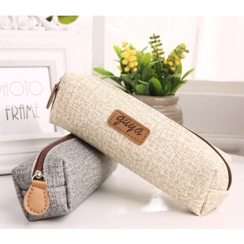 Plush ball pencil box girl can love kawaii canvas cosmetic bag pencil bag stationery bag box office supplies school children gif