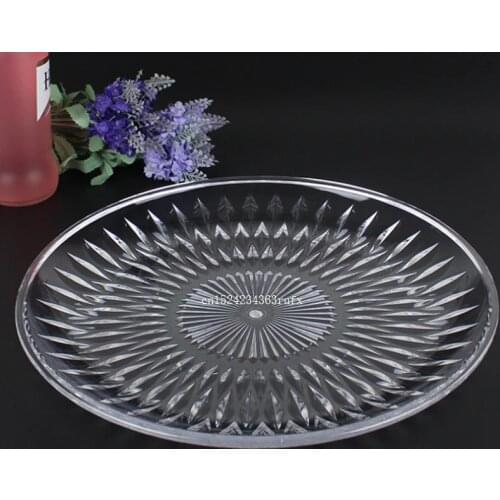 50pcs Plastic Tableware Plates Round Snack Tray Transparent Food Sweets Fruit Dessert Dish Bar Kitchen Home Accessories