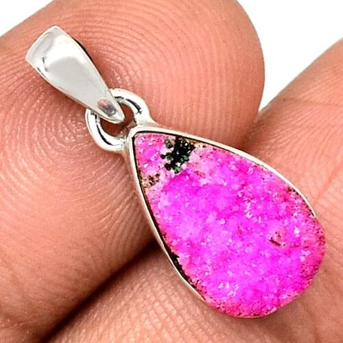 Genuine COBALT DRUZY Pendant 925 Sterling Silver, Total Length : 24.8 mm, AP6966