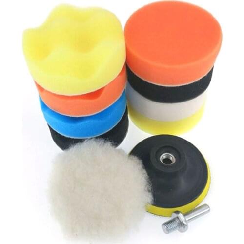 New 11Pcs/Set Car Polishing Disc Self-Adhesive Buffing Waxing Sponge Wool Wheel Polishing Pad for Car Polisher Drill Adapter