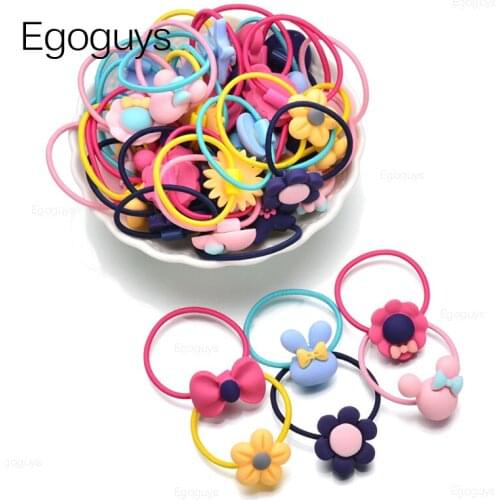 Kids Rubber Band Children Cartoon Hair Ring Baby Hair Clips Bow-tie Headwear Girls Elastic Rope Sweet Cute Fruit Flower Headband