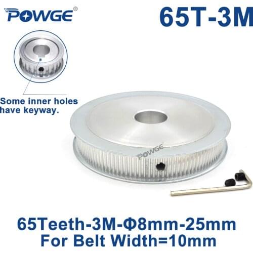 POWGE 65 Teeth HTD 3M Synchronous Pulley Bore 8/10/12/14/15/16/17/19/20mm for Width 10mm HTD3M Timing belt pulley 65T 65Teeth