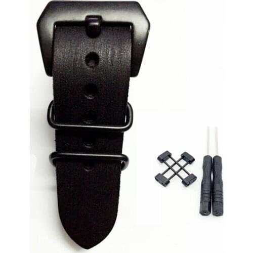 For Suunto Core Series Black 24mm Handmade Genuine Leather Watch Strap Band And Adapters And Screwdiver