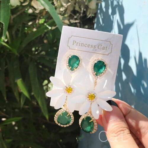2021 Boho Statement Earrings Women Dangle Big Flower Shell Coral Drop Acrylic Earring Vintage Indian Earings Aretes Resin Ocean