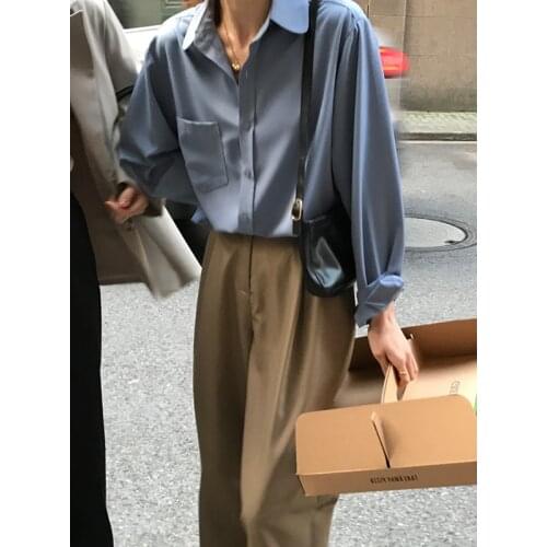 Chiffon Shirt for Women Retro Style Long Sleeve Loose and Lazy Style Versatile Casual Drape Design Sense Niche Shirt