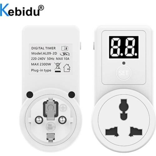 EU Plug Kitchen Timer Outlet 220V 240V Electronic Digital Timer Switch On/ Off Programmable Timing Socket for Household