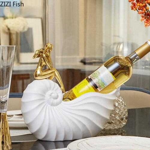 White Conch Beauty Wine Rack Ornaments Abstract Characters Candy Small Objects Storage Box Wine Cabinet Living Room Decoration