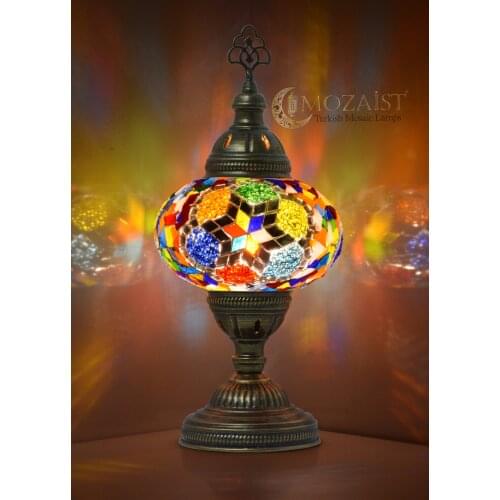 MOZAIST Turkish Lamp 14 COLOR Mosaic Table Lamp Antique Moroccan Decorative Glass Bohemian Vintage Light Shade, Tiffany Bedside