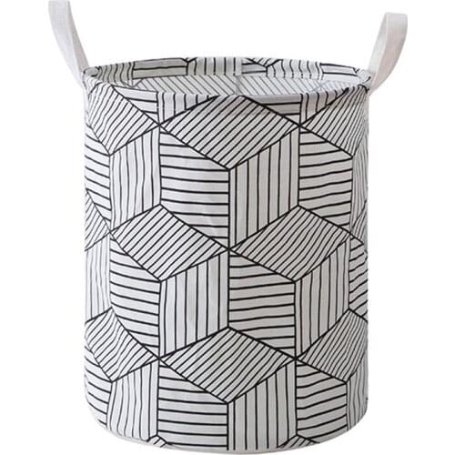 Striped Lattice Foldable Big Size Multi-function Canvas Storage Baskets Dirty Clothes Laundry Toy Basket Waterproof