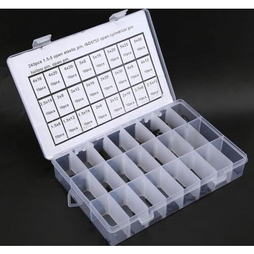 240Pcs Elastic Cylindrical Pin Hollow Positioning Auxiliary Parts 1.5-5 Carbon Steel